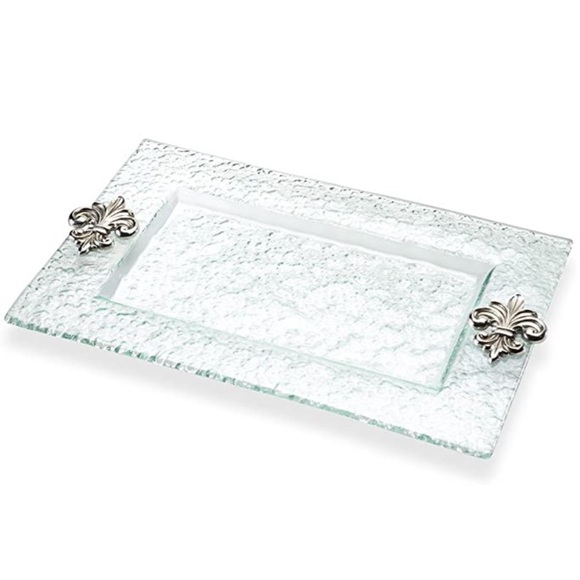 Epic Home Other - Bubble Glass Vanity Tray Large Semi Clear French Fleur De Lis Accents Epic Home